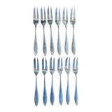 12 silver-plated metal condiment forks for shellfish by Christofle, Albi model.