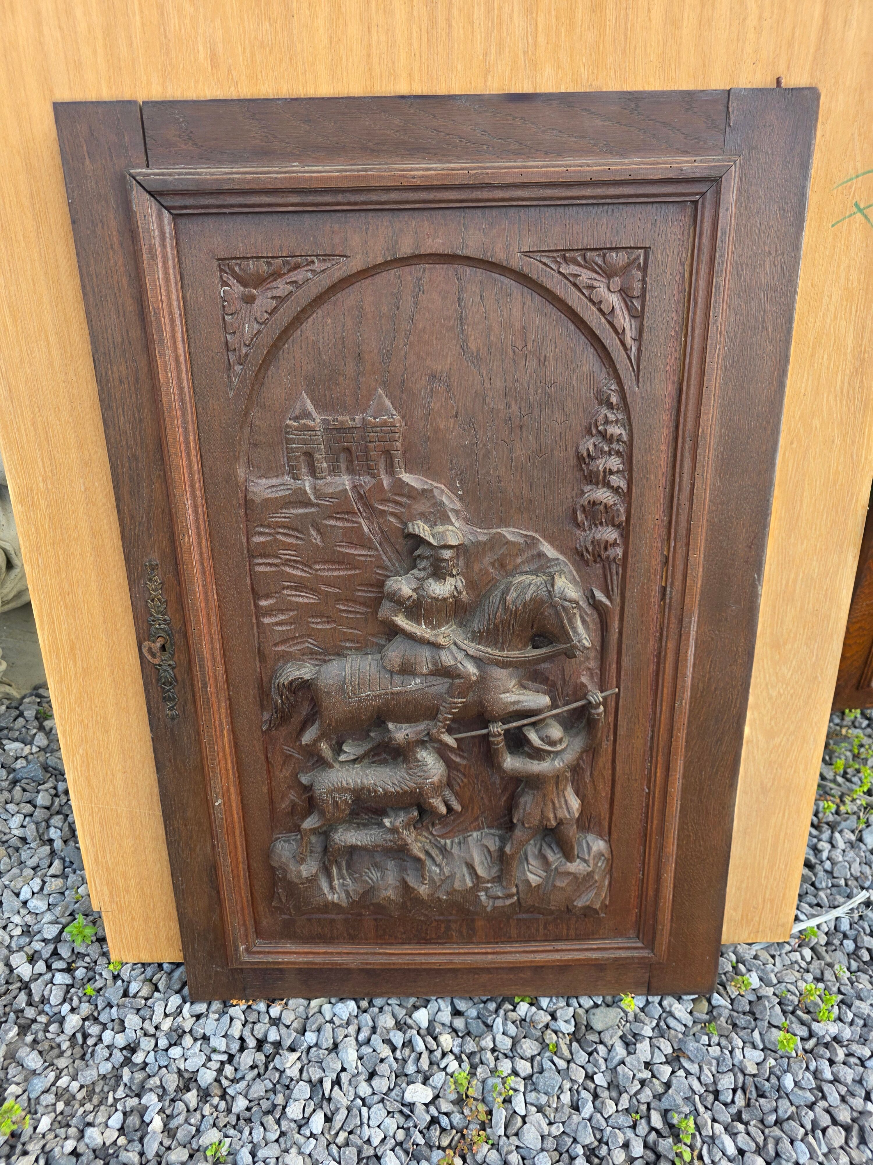 Carved oak solid wood door