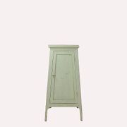 Vintage Green patinated wood Pedestal Cabinet Storage