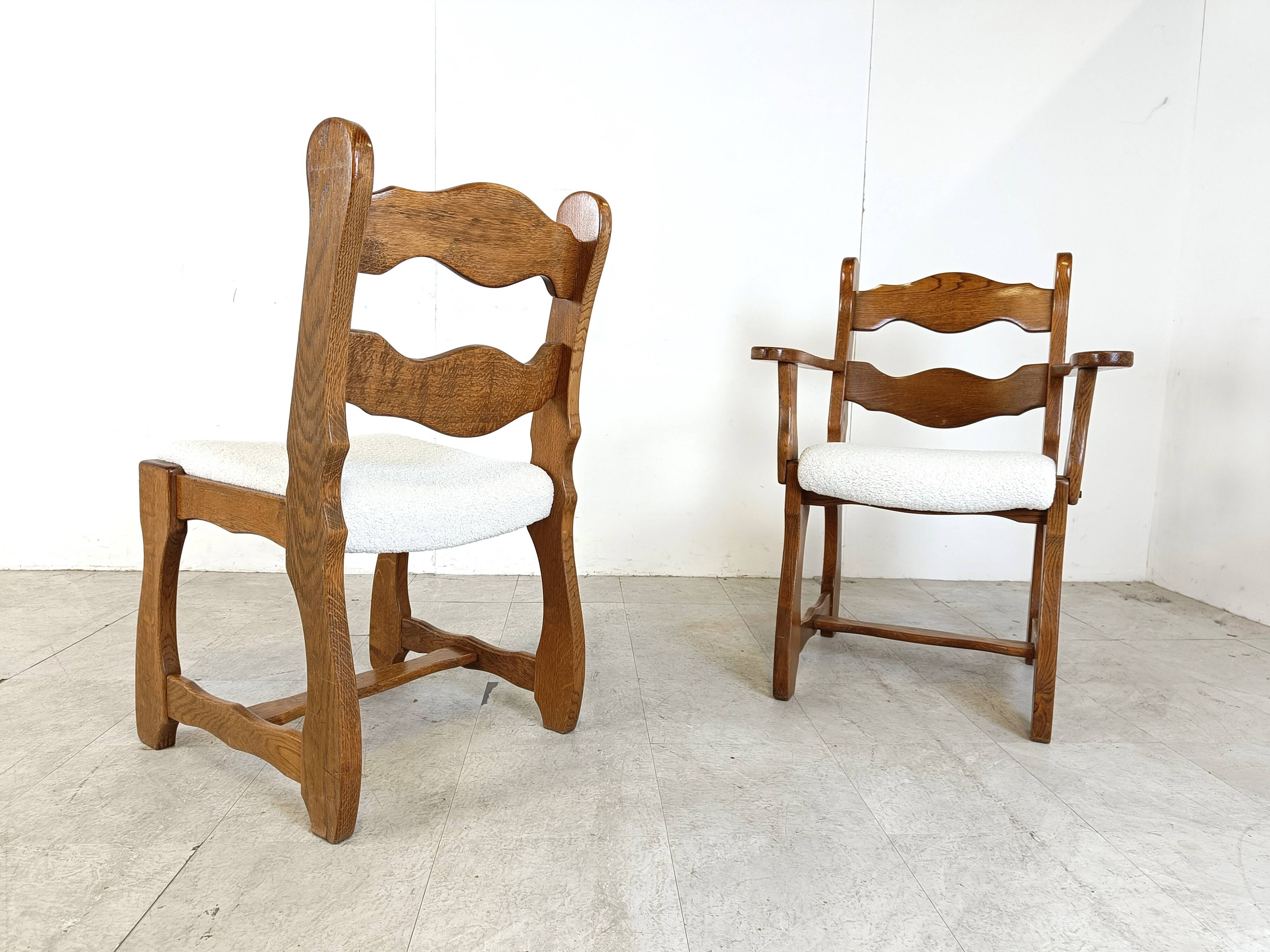 Vintage brutalist dining chairs, set of 8 - 1960s