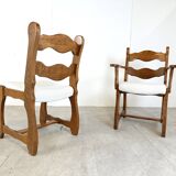 Vintage brutalist dining chairs, set of 8 - 1960s