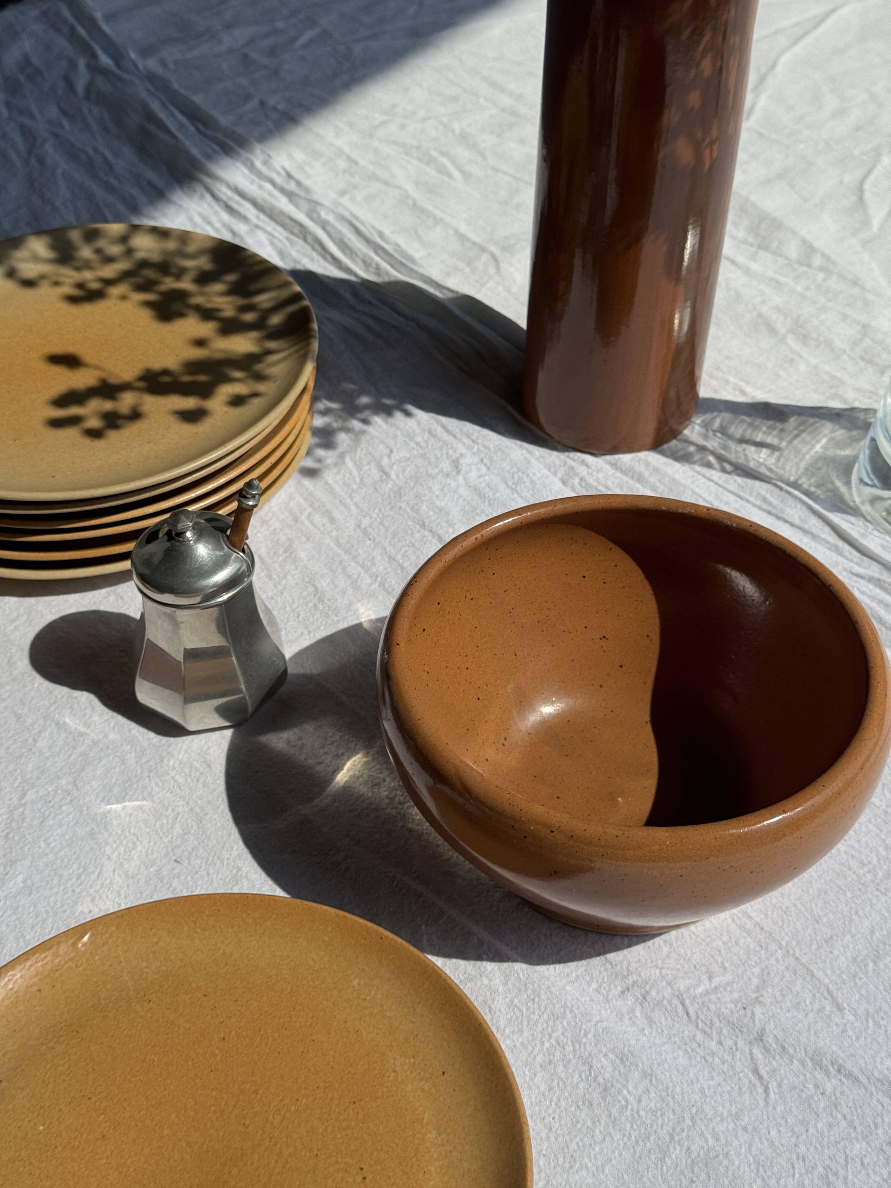 Moyen bol en grès Digoin Grès Pots France brun orange D17