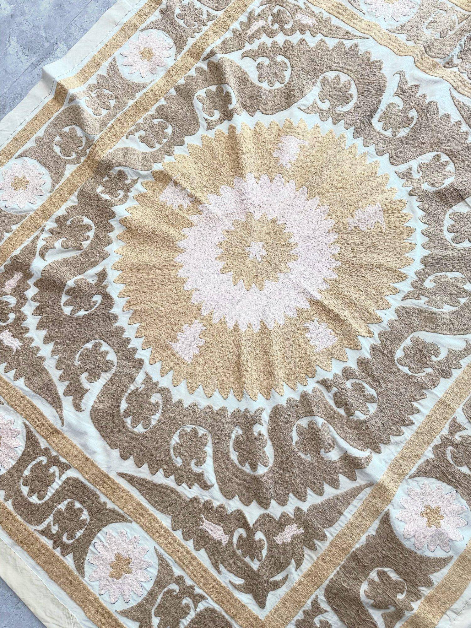 Vintage hand-embroidered tablecloth 136x158 cm