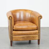 Sheepskin Leather Club Chair in a Light Cognac Color