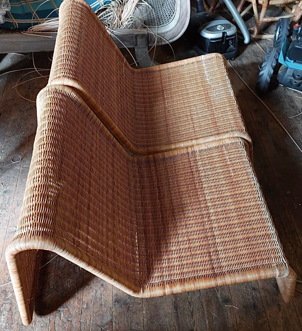 2x Wicker Lounge chair P40 by Tito Agnoli