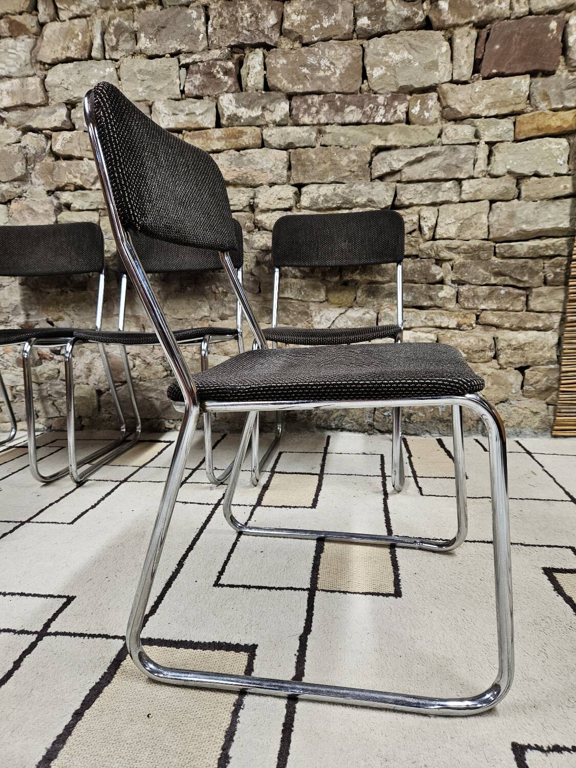Set of four vintage 1970 sled chairs