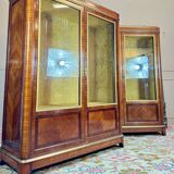 Pair of Louis XVI Style Marquetry Display Cabinets, 19th Century