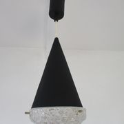 Conical suspension in metal and frosted glass design 60s - 70s