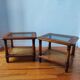 Pair of wooden and cane sofa ends