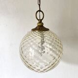 Vintage amber glass ball pendant light