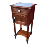 White marble and pitch pine bedside table