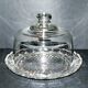 Vintage molded glass cheese bell and presentation plate 16cm