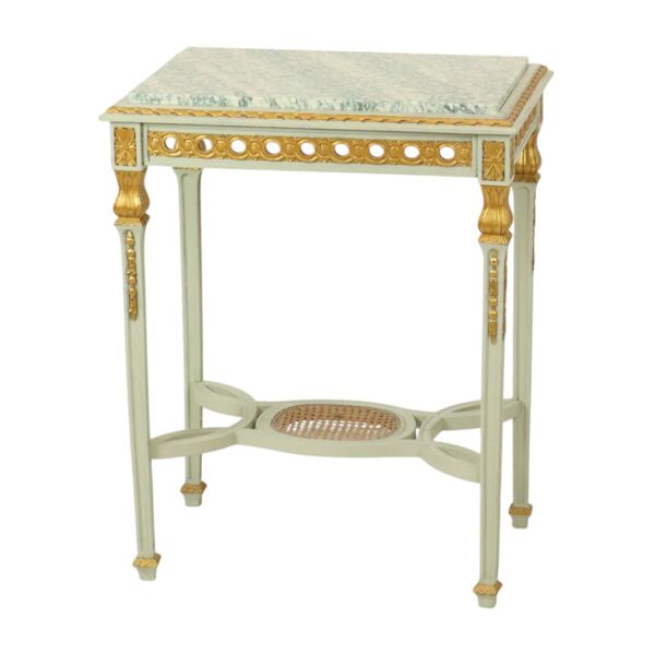 Console d'appoint ancienne en marbre vert doré d'époque Louis XVI