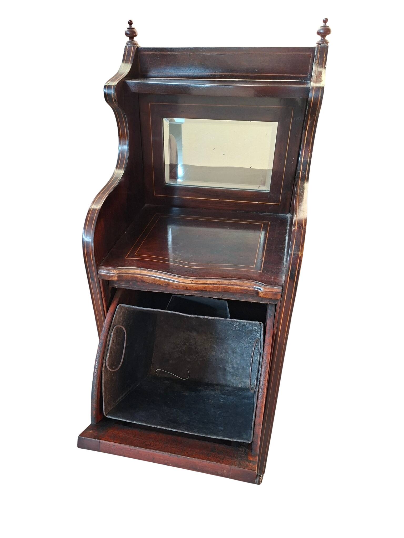Antico Purdonium Vittoriano Mobiletto Porta Carbone con Specchio