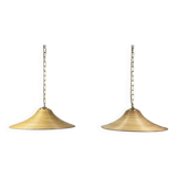 Pencil Reed Rattan Bamboo Hanging Pendant Lamps, Italy, 1970s, Set of 2