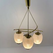 Vintage chandelier, brass, glass, 1958, Doria G 74/61