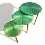 Straw marquetry nesting tables