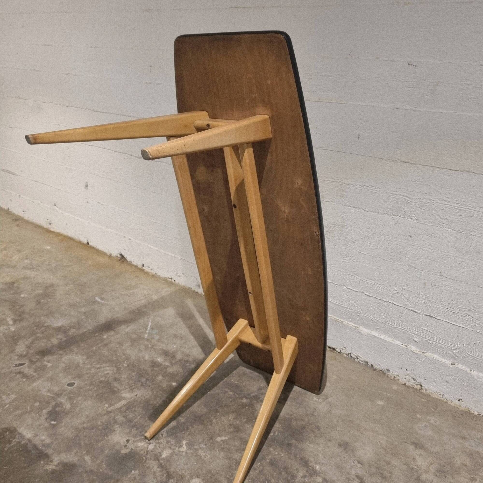 Vintage surfboard coffee table in birch and formica, 1950s