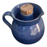 Pitcher, carafe, refreshing jug, ice cube jug, in blue glazed stoneware
