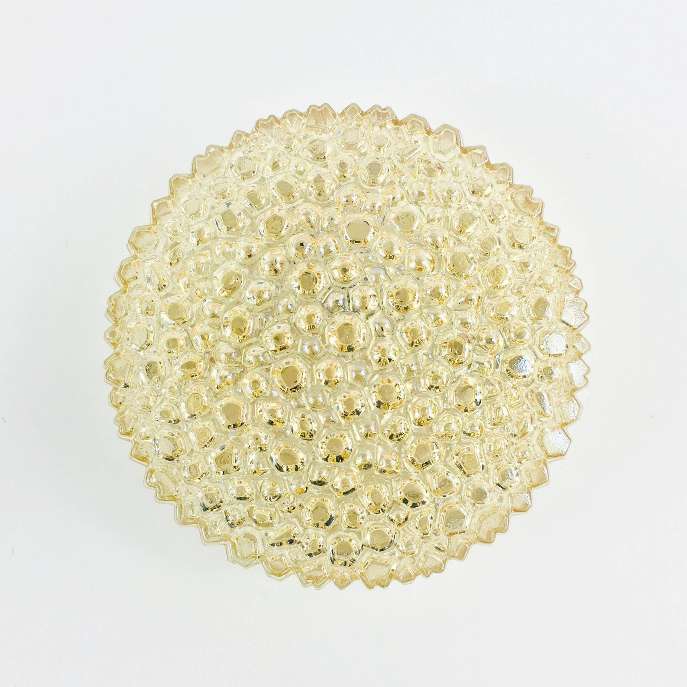Plafonnier/Plafonnier Mid-Century en Verre Bullé Ambré par Helena Tynell pour Limburg, Allemagne, 1970