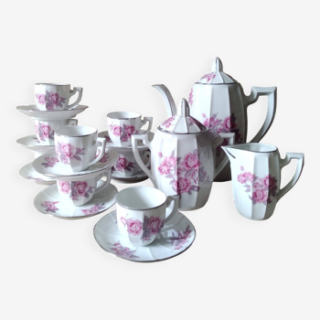 Art Deco coffee service Limoges porcelain Massé et Surget