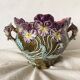 Art Nouveau earthenware cachepot, Onnaing pansies