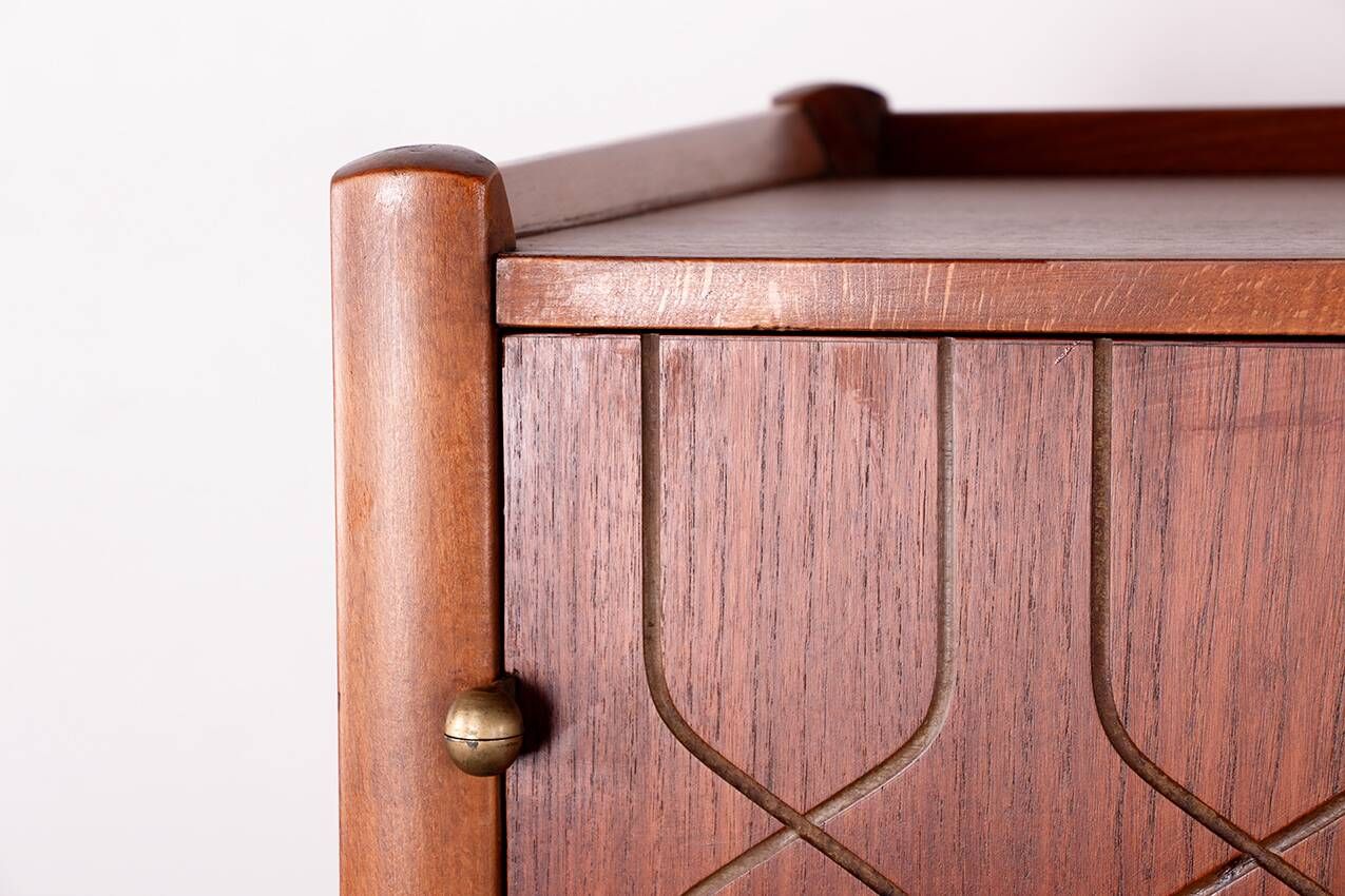 Swedish High Cabinet, Teak, Beech, Brass model Napoli, David Rosen 1960.