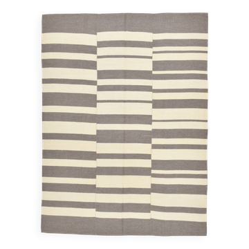 7x9 Kilim Grey & Beige Flatweave Vintage Kilim Rug,Area Kilim Rug,204x27 cm