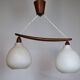 Suspension en verre opalin et teck par Uno & Östen Kristiansson, années 1960.