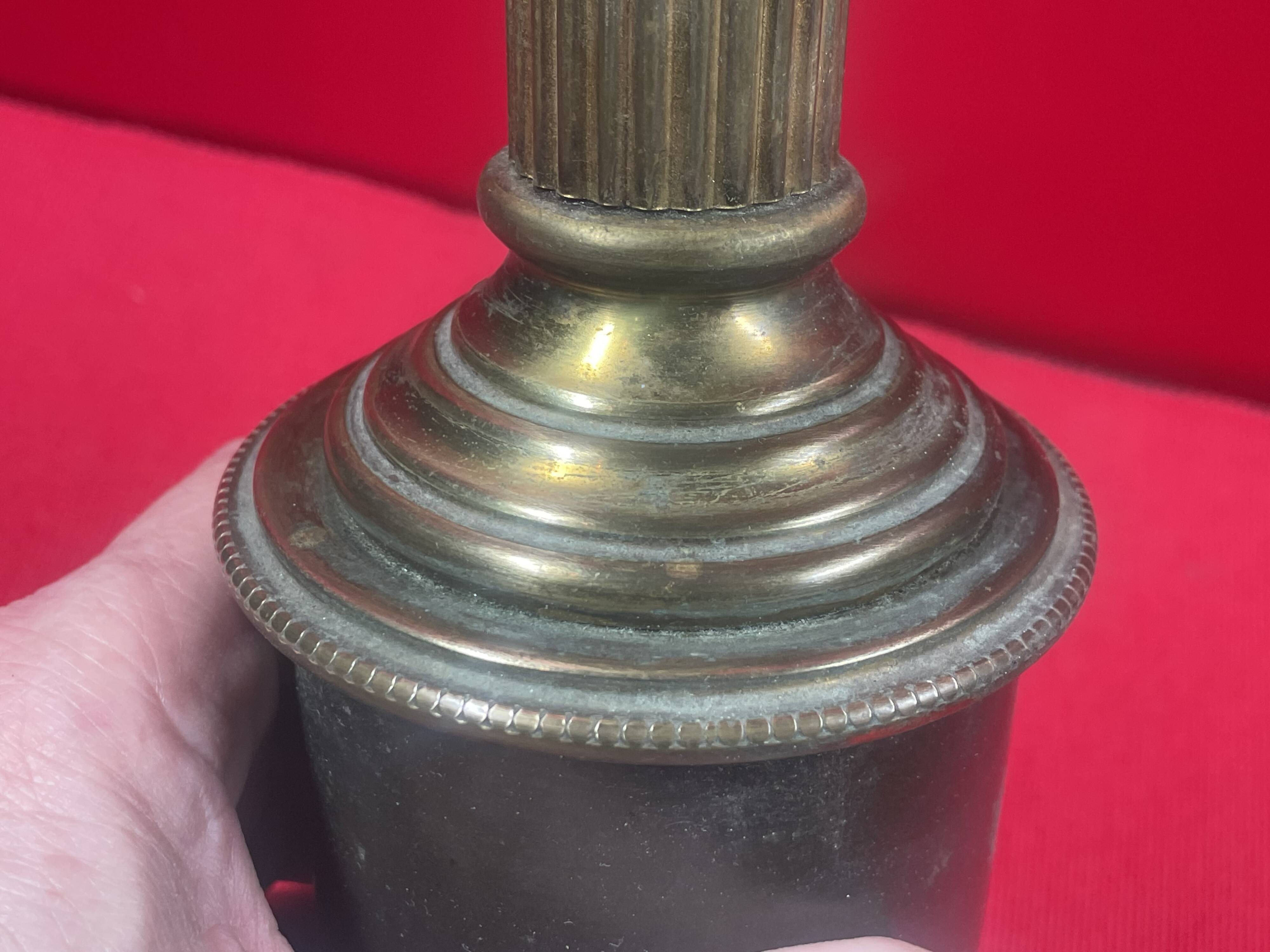 Large vintage brass and marble lamp base 41 cm socket height