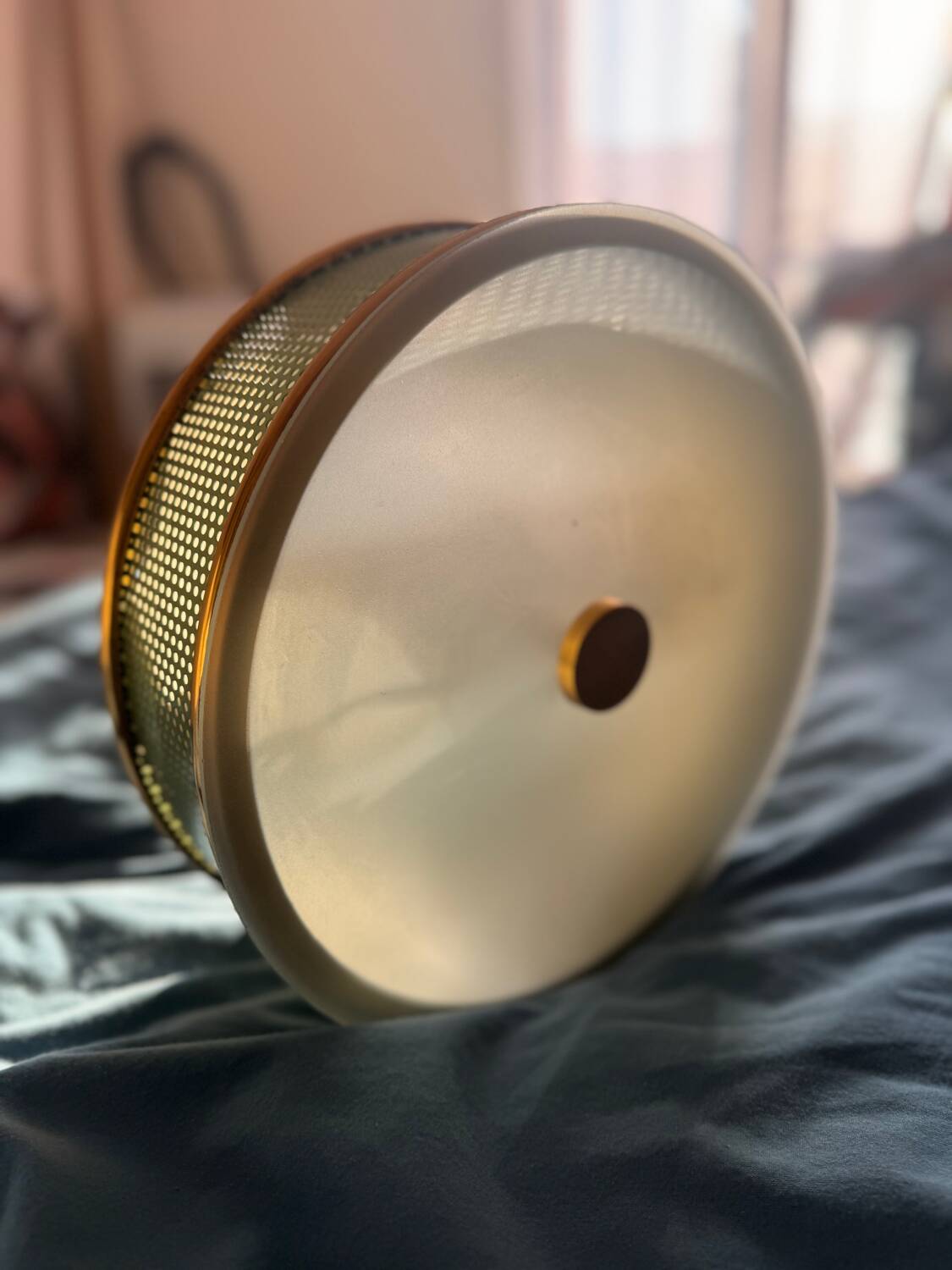 Lunel ceiling light / Porthole / Brass, perforated metal and glass