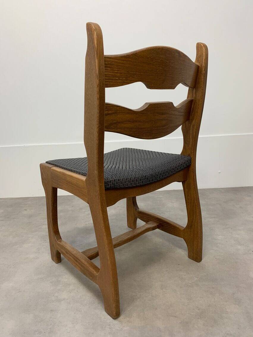 6 vintage solid wood brutalist chairs