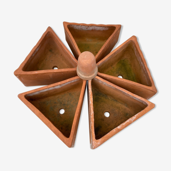 Set of 5 triangular pots for terracotta aromatics
