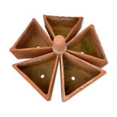 Lot de 5 pots triangulaires pour aromatiques en terre cuite