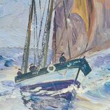 Oil on panel "sailboats"