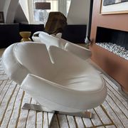 Fauteuil Vintage Signet pivotant Cuir Blanc