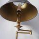 Brass reading floor lamp, adjustable arm, vintage anthracite shade.