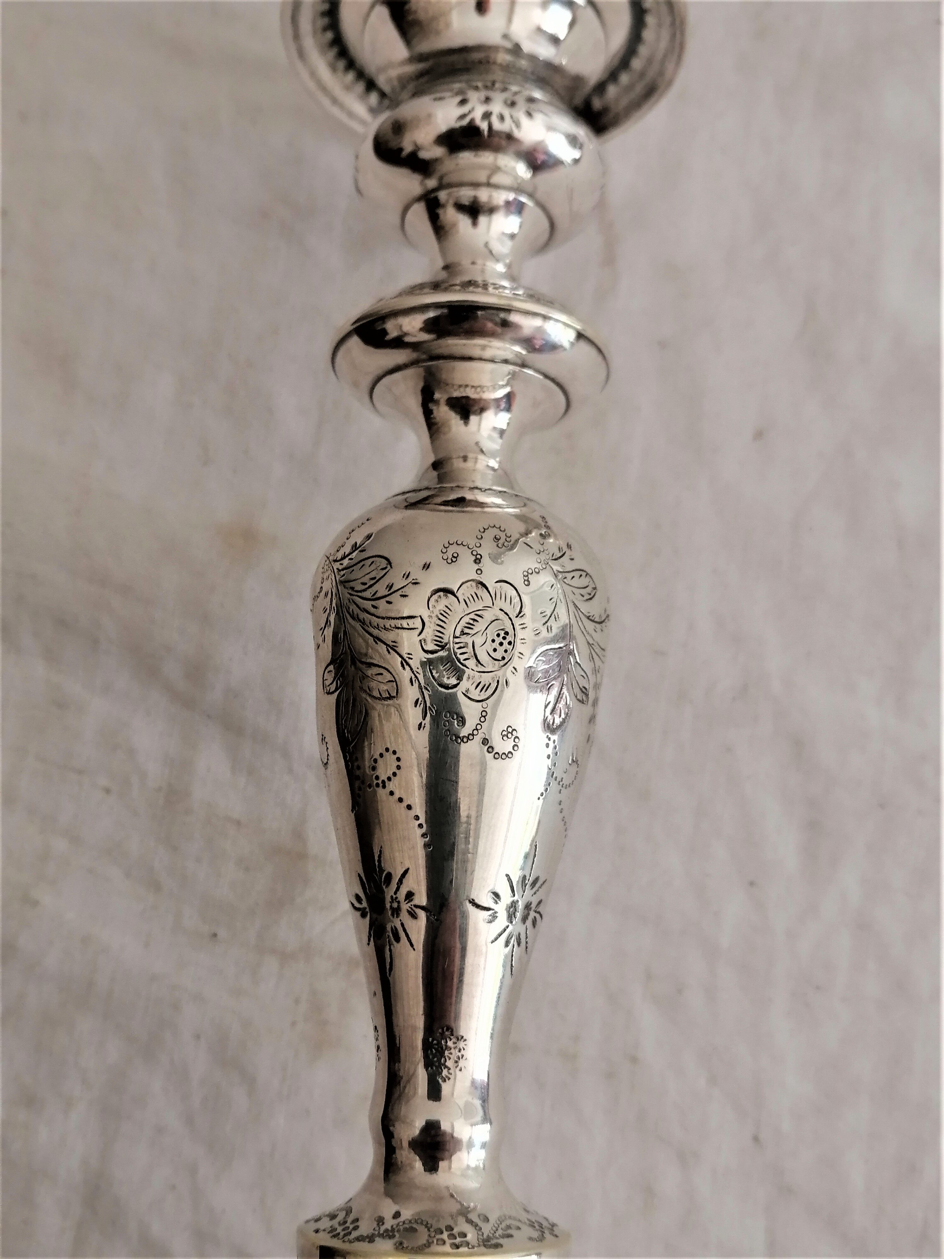 Pair of silver bronze torches, XIXth