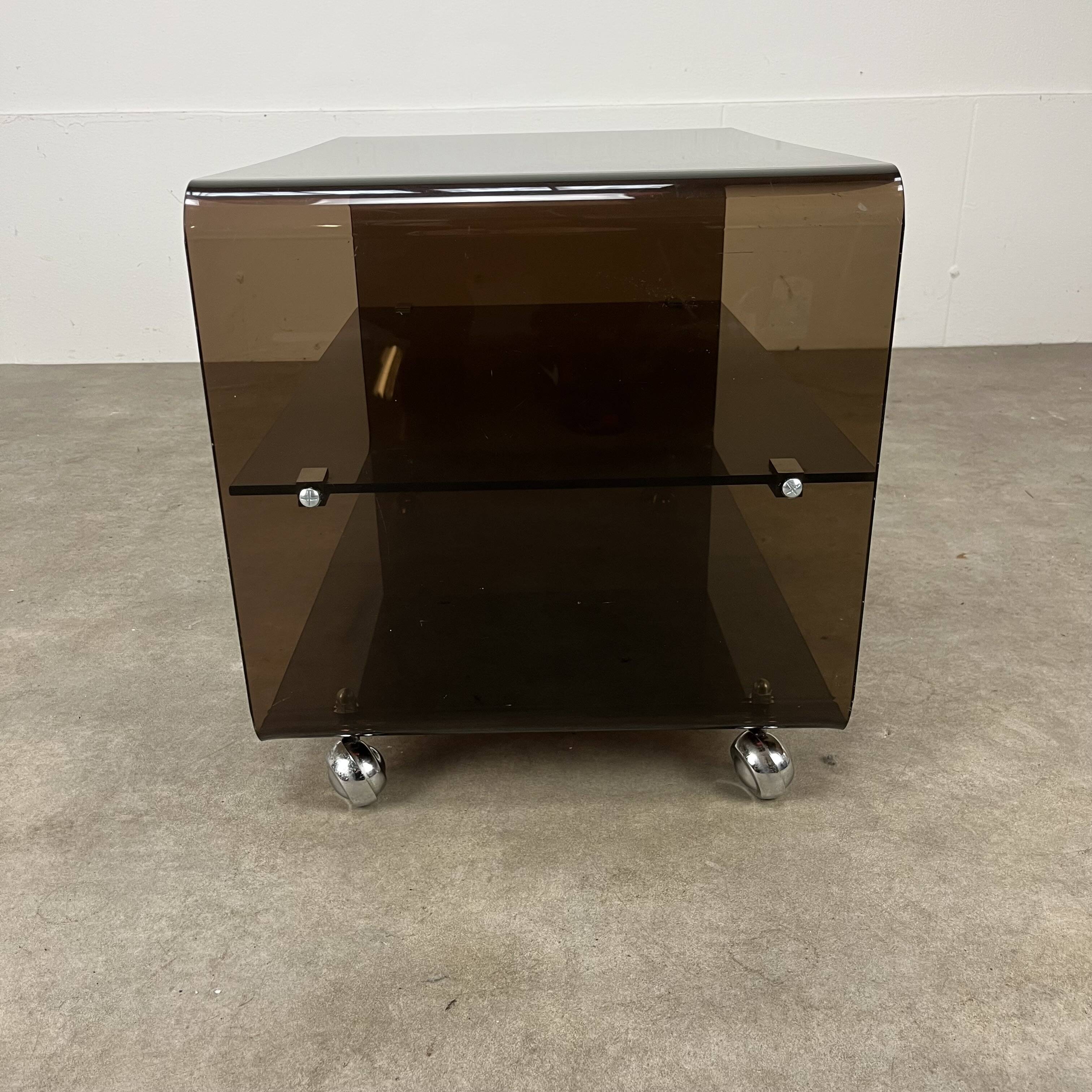 Michel Dumas smoked plexiglass coffee table, 1970s