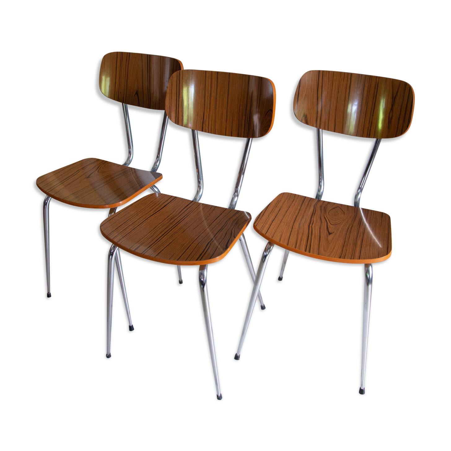 Lot of 3 chairs in formica effect wood