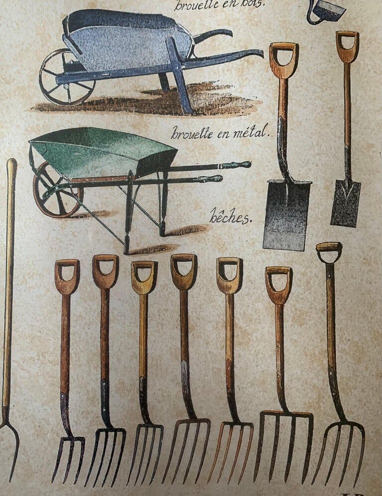 Lucien Dautrey, gardening tools, engraving, nineteenth century