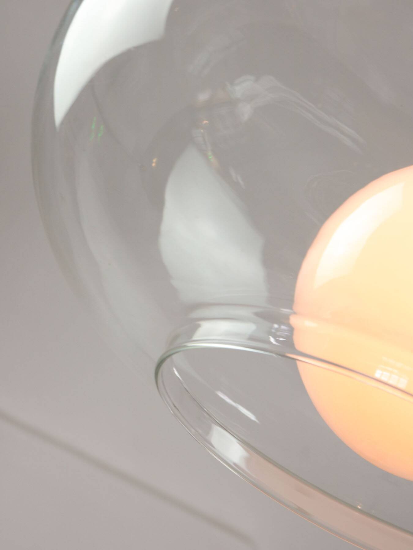 Italian Mid-Century Glass and Brass Pendant Lamp