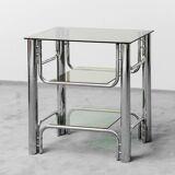 1970s vintage metal smoked glass vintage modern antique tv stand table