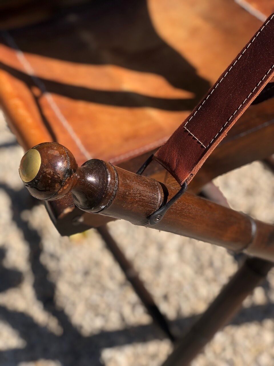 Fauteuil paquebot pliant cuir et bois 1930