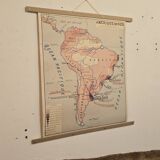 Carte de géographie ancienne / carte d'école Amérique du Sud Amérique du No