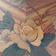 Flying table in Louis XV style with floral marquetry and bronze fittings.