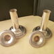Set of 2 silver metal candlesticks decor with godrons