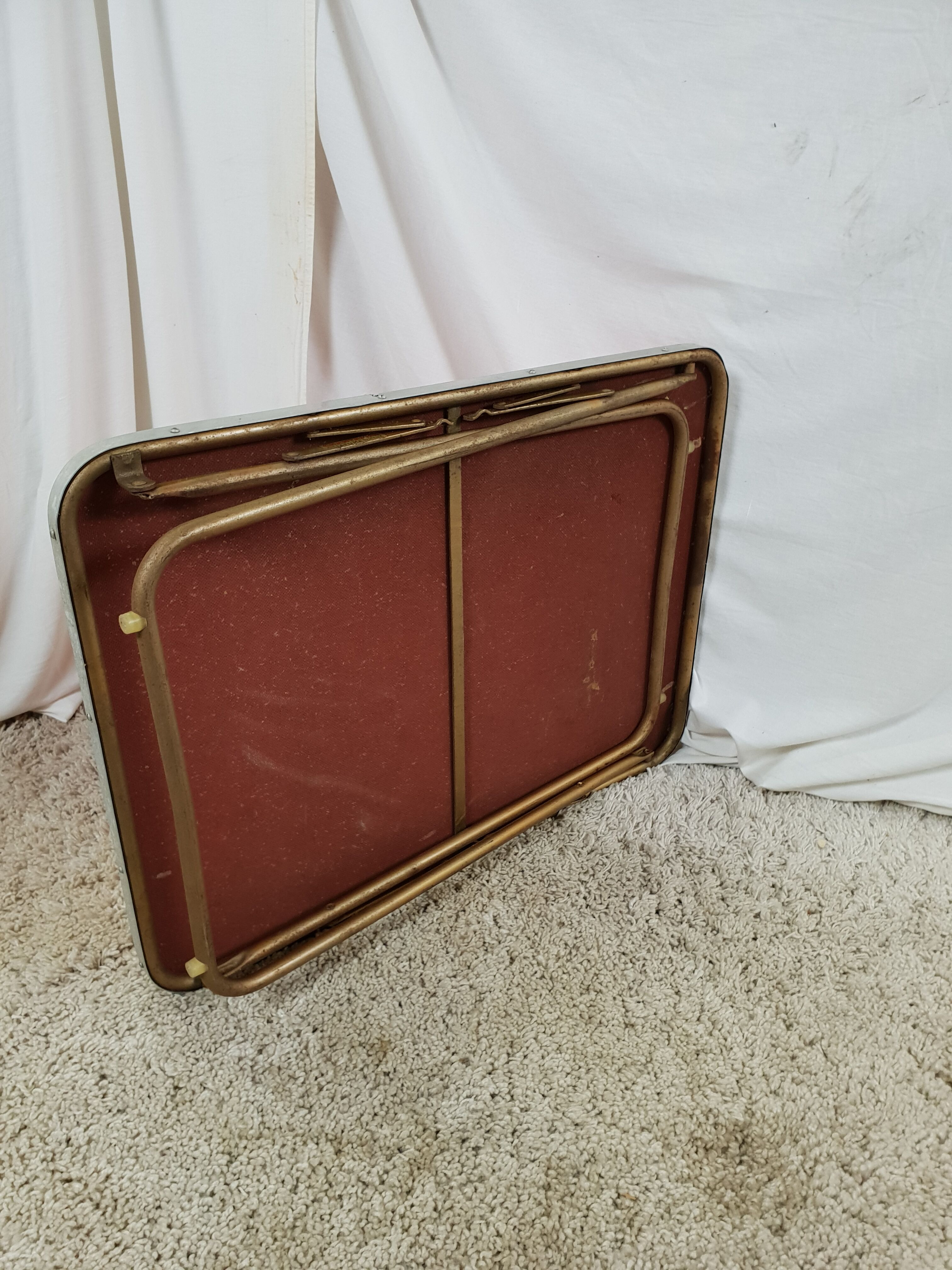 Camping folding orange Lafuma Chantazur 70's table