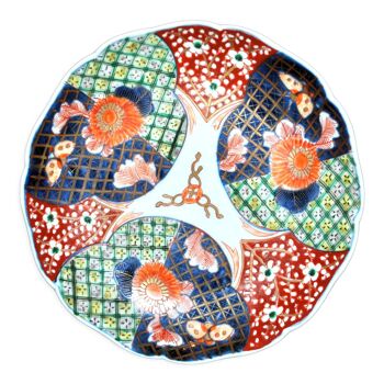 Antique Japanese porcelain Imari plate - Hand-painted flower decoration JAPAN