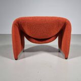 F598 Groovy 'M' chaise in orange/red bouclette by Pierre Paulin for Artifort, 1980